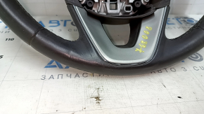 Steering wheel bare Lincoln MKC 15 - leather dark brown, without lower buttons, with overlay, scratches, dents, bumps