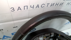 Steering wheel bare Lincoln MKC 15 - leather dark brown, without lower buttons, with overlay, scratches, dents, bumps