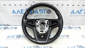 Naked steering wheel Chevrolet Volt 11-15 leather, black, with graphite overlay, without buttons, worn, scratches, bumps