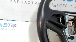 Naked steering wheel Chevrolet Volt 11-15 leather, black, with graphite overlay, without buttons, worn, scratches, bumps