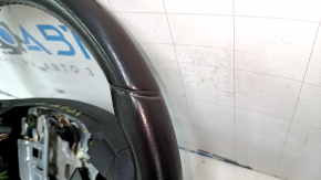 Naked steering wheel Chevrolet Volt 11-15 leather black, with graphite overlay, without buttons, cracks on leather, scratches