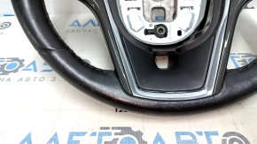Naked steering wheel Chevrolet Volt 11-15 leather black, with graphite overlay, without buttons, cracks on leather, scratches