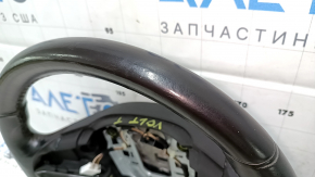 Naked steering wheel Chevrolet Volt 11-15 leather black, with graphite overlay, without buttons, cracks on leather, scratches