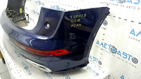 Rear bumper assembly Audi Q5 80A 18-20 for parking sensors without Park Assist, S-Line, blue, with parking sensors, BSM, lights, foot opening sensor, wiring, for towbar, scratches, crack in mount
