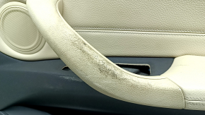Door trim card front right BMW X1 F48 16-22 leather beige with black, backlight, wood insert, armrest beige leather, with handle and pads, handle worn, scratches