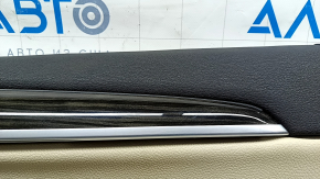 Door trim card front right BMW X1 F48 16-22 leather beige with black, backlight, wood insert, armrest beige leather, with handle and pads, handle worn, scratches