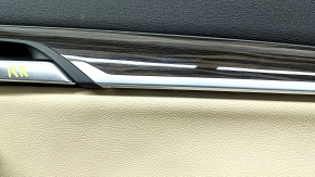 Door trim card rear right BMW X1 F48 16-22 leather beige with black, backlight, wood insert, armrest beige leather, with handle and pads, scratches, for cleaning