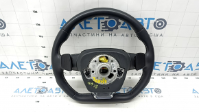 Steering wheel assembly Audi Q5 80A 18-20 leather black with gray stitching, beveled, S-Line, with buttons and Airbag, scratches