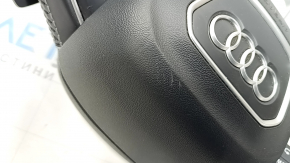 Steering wheel assembly Audi Q5 80A 18-20 leather black with gray stitching, beveled, S-Line, with buttons and Airbag, scratches