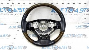 Bare steering wheel Lexus ES300h ES350 13-15 prerest, black leather, dark wood, without plug, scratches, bumps