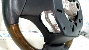 Bare steering wheel Lexus ES300h ES350 13-15 prerest, black leather, dark wood, without plug, scratches, bumps