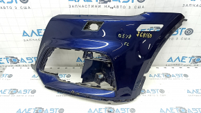 Bare front bumper left side Audi Q5 80A 18-20 under headlight washer without park assist, S-Line, blue, sand, cracks in mount, broken mount