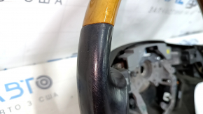 Bare steering wheel Lexus RX350 RX450h 10-12 prerest, brown leather, light wood, cracks, scratches, abrasions
