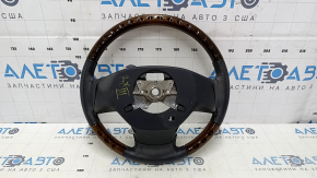 Bare steering wheel Lexus RX350 RX450h 10-15 prerest, black leather, dark wood, scratches, cracks, abrasions