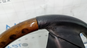 Bare steering wheel Lexus RX350 RX450h 10-15 prerest, black leather, dark wood, scratches, cracks, abrasions