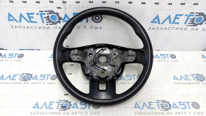 Naked steering wheel Kia Soul 14-19 black rubber, no buttons, needs cleaning, dent