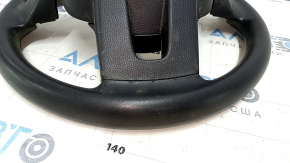 Naked steering wheel Kia Soul 14-19 black rubber, no buttons, needs cleaning, dent