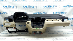 Torpedo front panel with AIRBAG BMW X1 F48 16-22 black with beige Oyster, without projection,