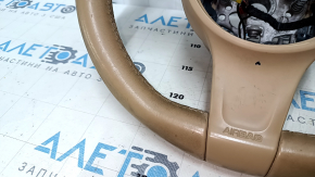 Naked steering wheel Porsche Cayenne 958 11-16 beige leather, with buttons and paddles, scratches, bumps, chip, for dry cleaning