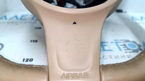Naked steering wheel Porsche Cayenne 958 11-16 beige leather, with buttons and paddles, scratches, bumps, chip, for dry cleaning