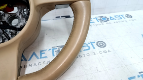 Naked steering wheel Porsche Cayenne 958 11-16 beige leather, with buttons and paddles, scratches, bumps, chip, for dry cleaning