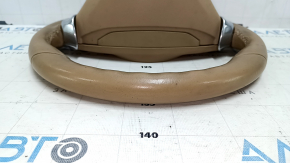 Naked steering wheel Porsche Cayenne 958 11-16 beige leather, with buttons and paddles, scratches, bumps, chip, for dry cleaning