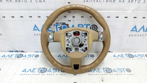 Naked steering wheel Porsche Cayenne 958 11-16 beige leather, with buttons and paddles, scratches, bumps, chip, for dry cleaning