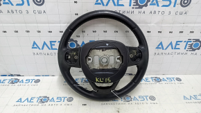 Naked steering wheel Jeep Cherokee KL 14-20 leather black, without heating, with lower pad, scratches, bumps