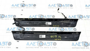 Set of outer front threshold pads Audi Q5 80A 18-24 black with chrome, with backlight, S-Line, scratches, broken guides