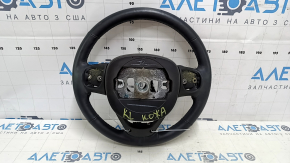 Naked steering wheel Jeep Cherokee KL 14-21 leather black, heated, with lower pad, scratches, abrasions, bumps