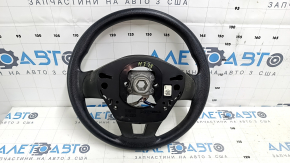Naked steering wheel Mazda 3 14-16 BM pre-rest, rubber, black, with rear pad, worn, scratches