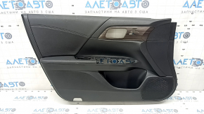 Door trim card front left Honda Accord 16-17 leather black, armrest leather black, molding under wood gloss, under memory seats, for cleaning