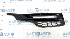 Front bumper side grille left Honda Accord 16-17 under PTF hybrid, with overlay black gloss, crack, bumps