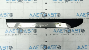 Door sill trim front right outer Honda Accord 13-17 black with chrome, scratches, bump