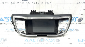 Monitor, display, navigation lower Honda Accord 13-17 touch screen touring, with overlay black with gray, crack, scratches