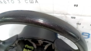 Naked steering wheel Fiat 500 12-16 leather, black, with rear pad, scratches, needs cleaning