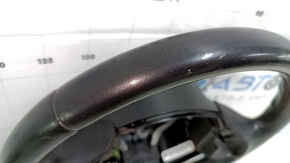 Naked steering wheel Fiat 500 12-16 leather, black, with rear pad, scratches, needs cleaning