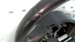 Naked steering wheel Fiat 500 12-16 leather, black, with rear pad, scratches, needs cleaning
