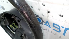 Naked steering wheel Fiat 500 12-16 leather, black, with rear pad, scratches, needs cleaning