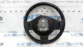 Naked steering wheel Fiat 500 12-16 leather, black, with rear pad, scratches, needs cleaning