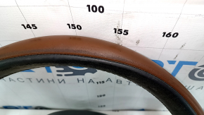 Naked steering wheel Fiat 500L 14-17 leather brown, worn, scratches, for dry cleaning