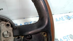 Naked steering wheel Fiat 500L 14-17 leather brown, worn, scratches, for dry cleaning