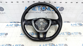 Naked steering wheel VW Golf 15-19 leather black, no buttons, worn, bumps, scratches