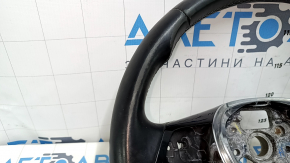 Naked steering wheel VW Golf 15-19 leather black, no buttons, worn, bumps, scratches