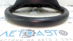 Steering wheel bare Lincoln MKZ 13-20 leather black, with wood trim gloss, scratches, dents, bumps