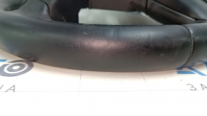 Steering wheel bare Lincoln MKZ 13-20 leather black, with wood trim gloss, scratches, dents, bumps