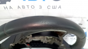 Steering wheel bare Lincoln MKZ 13-20 leather black, with wood trim gloss, scratches, dents, bumps