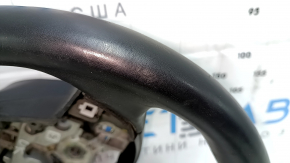Steering wheel bare Lincoln MKZ 13-20 leather black, with wood trim gloss, scratches, dents, bumps