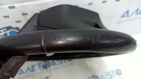 Steering wheel bare Lincoln MKZ 13-20 leather dark gray, with overlay under dark wood gloss, scratches, bumps, rubbed