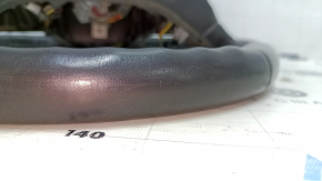 Steering wheel bare Lincoln MKZ 13-20 leather dark gray, with overlay under dark wood gloss, scratches, bumps, rubbed